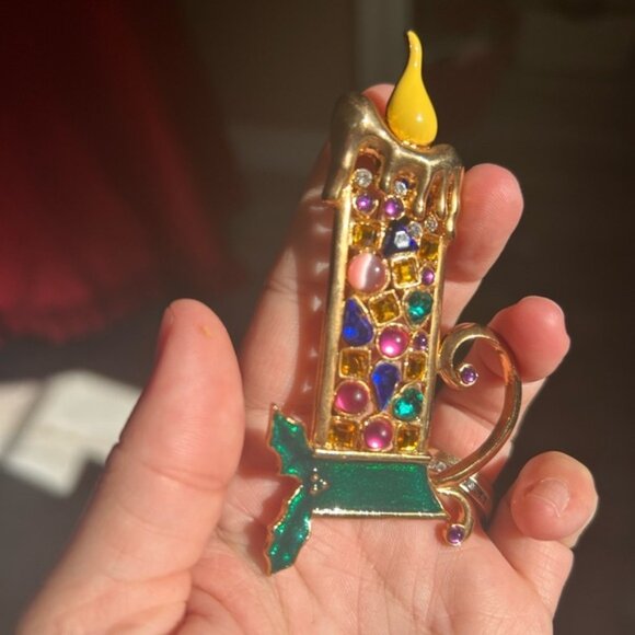 Vintage big 1980’s nostalgia Colourful Candle Brooch 🕯️ - Picture 3 of 6